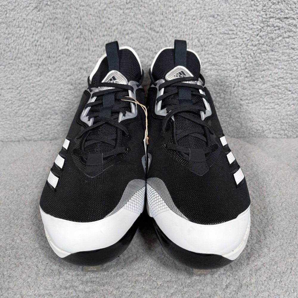Adidas Icon 6 Mens Size 17 Metal Baseball Cleats Black White EG6488 - Picture 2 of 9